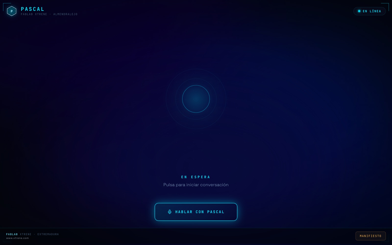PASCAL: Pantalla de espera, lista para conversar
